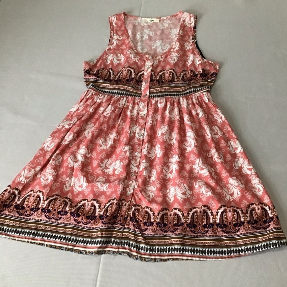 Entro Coral and Purple Sleeveless Midi Dress - Picture 3 of 13